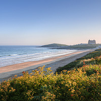 Buy canvas prints of Fistral Beach and the Headland Hotel by Diane Griffiths
