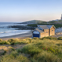 Buy canvas prints of RNLI and Headland Hotel, Fistral by Diane Griffiths