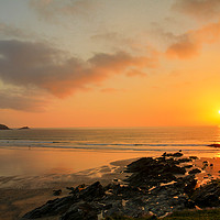Buy canvas prints of Fistral Beach Sunset by Diane Griffiths