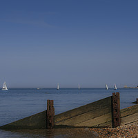 Buy canvas prints of Reculver Towers from Herne Bay by Diane Griffiths