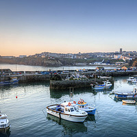 Buy canvas prints of Newquay Harbour Sunrise by Diane Griffiths