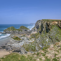 Buy canvas prints of North Cornwall Coast near Porth by Diane Griffiths