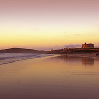 Buy canvas prints of Sunset on Fistral Beach by Diane Griffiths