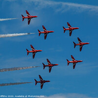 Buy canvas prints of The Red Arrows at Kent County Show by Diane Griffiths