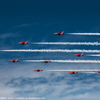 Buy canvas prints of The Red Arrows at Kent County Show by Diane Griffiths