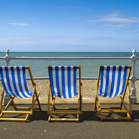Buy canvas prints of  Deckchairs Seaside Sussex by Peter Jordan