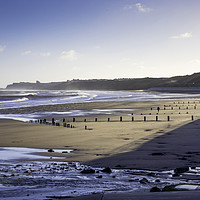 Buy canvas prints of Rough sea in Winter Sunshine at Sandsend near Whit by Peter Jordan