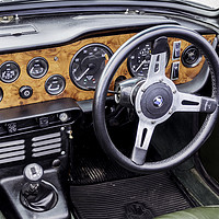 Buy canvas prints of Cockpit of a 1970 Triumph TR6 classic British Spor by Peter Jordan