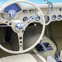 Buy canvas prints of Cockpit of a 1962 Chevrolet Corvette Spyder Americ by Peter Jordan