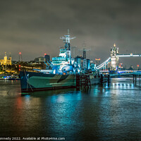 Buy canvas prints of HMS Belfast with Tower Bridge  by daniel kennedy