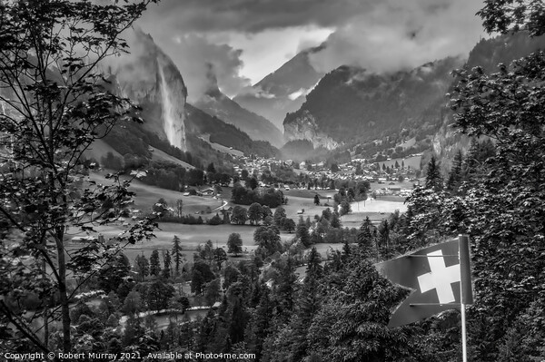 Lauterbrunnen Valley, Switzerland, Monochrome. Picture Board by Robert Murray