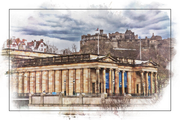 Edinburgh Castle and the National Gallery Picture Board by Robert Murray