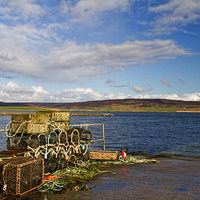 Buy canvas prints of Lobster creels in Orkney by Robert Murray