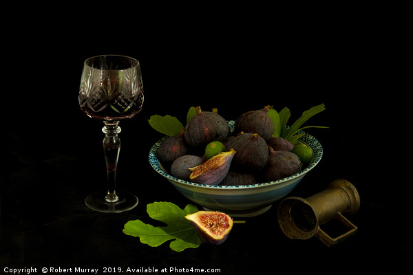 Still Life with Figs and Wine Picture Board by Robert Murray
