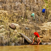 Buy canvas prints of Panning for Gold on the Mekong River by Robert Murray