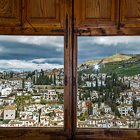 Buy canvas prints of Window on Granada, Spain. by Robert Murray