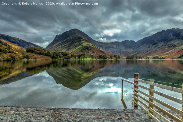 Fence and Reflections, Buttermere. Picture Board by Robert Murray