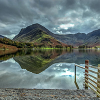 Buy canvas prints of Fence and Reflections, Buttermere. by Robert Murray