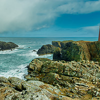 Buy canvas prints of Raincloud approaching Butt of Lewis Lighthouse by Robert Murray