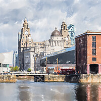 Buy canvas prints of Liverpool waterfront panorama by Jason Wells