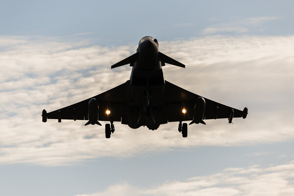RAF Typhoon silhouette Picture Board by Jason Wells