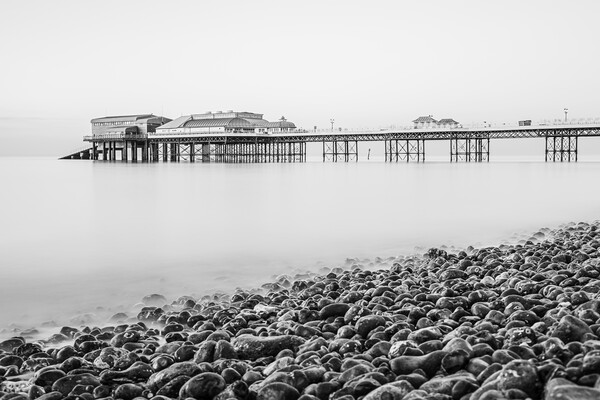 Cromer pier seen over the pebble beach in monochro Picture Board by Jason Wells
