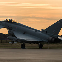 Buy canvas prints of RAF Typhoon landing at sunset by Jason Wells