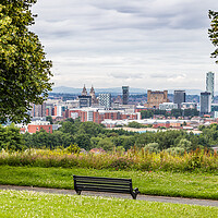 Buy canvas prints of Bench overlooking Liverpool by Jason Wells