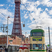Buy canvas prints of Old trams under Blackpool Tower by Jason Wells