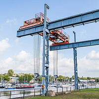 Buy canvas prints of Boat crane at Preston Marina by Jason Wells