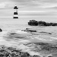 Buy canvas prints of Penmon Lighthouse in black and white by Jason Wells