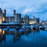 Buy canvas prints of Caernarfon waterfront at twilight by Jason Wells