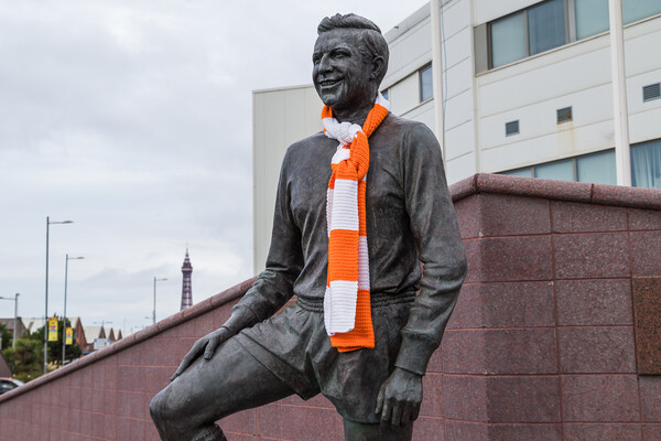 Jimmy Armfield statue in front of Blackpool Tower Picture Board by Jason Wells