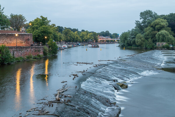 River Dee flowing over the Weir in Chester Picture Board by Jason Wells