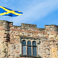 Buy canvas prints of Cross of St Alban flag above Tamworth Castle by Jason Wells