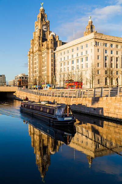 Narrow boat on the Liverpool waterfront Picture Board by Jason Wells