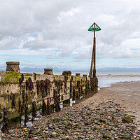 Buy canvas prints of Tider marker and groyne on Abersoch beach by Jason Wells