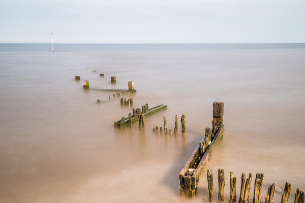 Zig zag groyne at Hunstanton beach juts out into The Wash Picture Board by Jason Wells