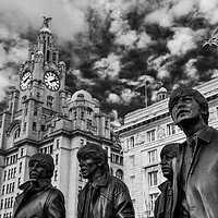 Buy canvas prints of The Beatles statue in monochrome by Jason Wells