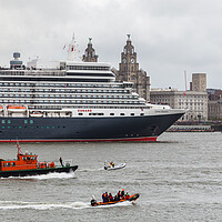Buy canvas prints of MS Queen Elizabeth passes the Liverpool waterfront by Jason Wells