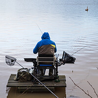 Buy canvas prints of Fisherman on Carr Mill Dam by Jason Wells