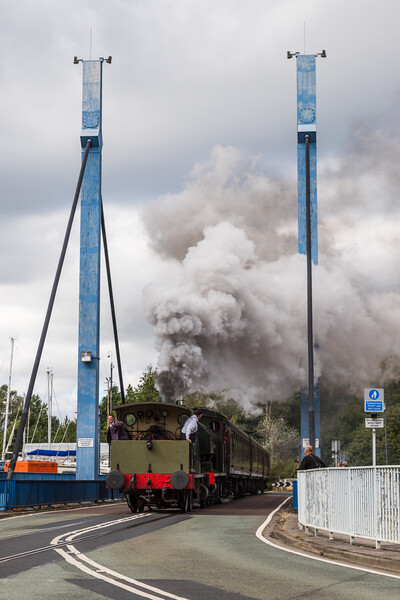 Steam train going over the swing bridge Picture Board by Jason Wells