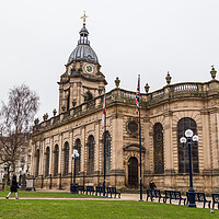 Buy canvas prints of Birmingham cathedral under an overcast sky by Jason Wells