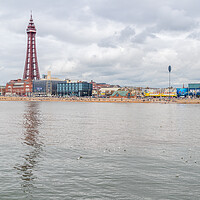 Buy canvas prints of Blackpool Tower at the end of the Golden Mile by Jason Wells