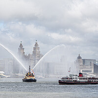 Buy canvas prints of Pilot boat spraying water on the River Mersey by Jason Wells