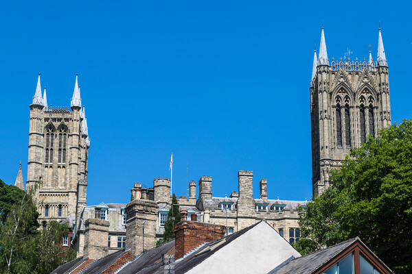 Lincoln cathedral peaks above the city skyline Picture Board by Jason Wells