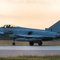 Buy canvas prints of RAF Typhoon prepares to take off at sunset by Jason Wells