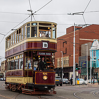 Buy canvas prints of Old double decker tram on the Blackpool waterfront by Jason Wells