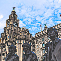 Buy canvas prints of Fab Four statue by Jason Wells