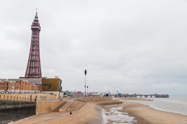 Blackpool Tower next to the Central Pier Picture Board by Jason Wells